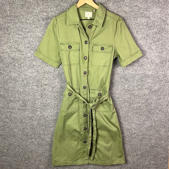 Heritage Brand Barbour Womens Green Utility Dress Collared Button Up Belted  8‎ - Picture 1 of 12